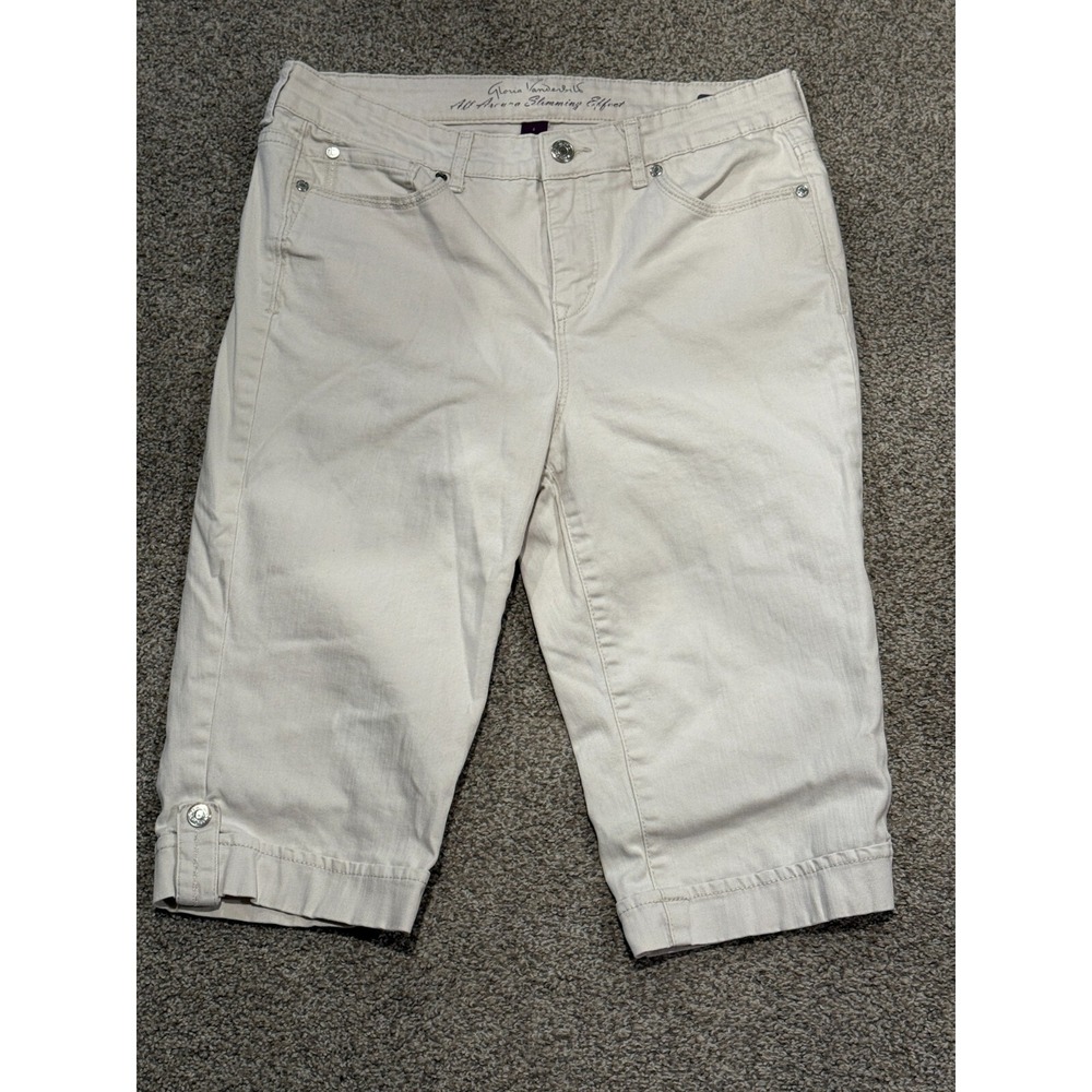 Gloria Vanderbilt Jean Skimmer Shorts Women's 6 White Denim All‎ Around Slimming